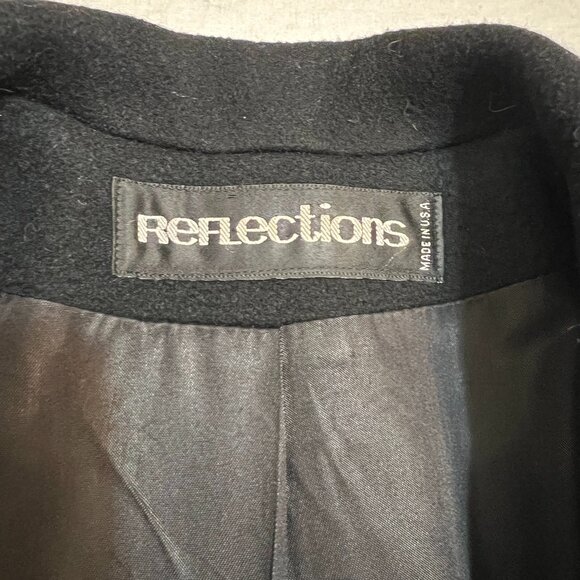 Reflections Women’s Long Black Wool Coat Made in USA Double Breasted Size Medium - Picture 5 of 13
